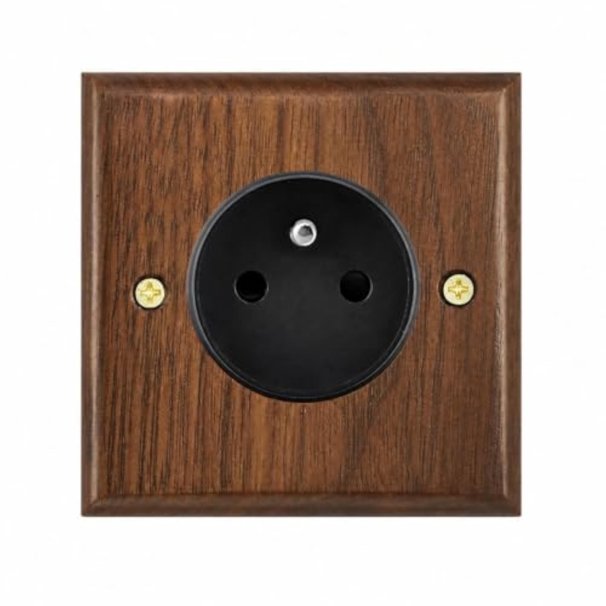 Walnut Finish Electrical Faceplate, Retro Design Aesthetic